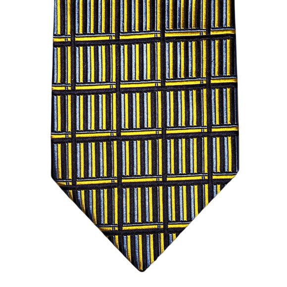 Turnbull & Asser Neiman Marcus Short Necktie Gold Blue Geometric Silk England